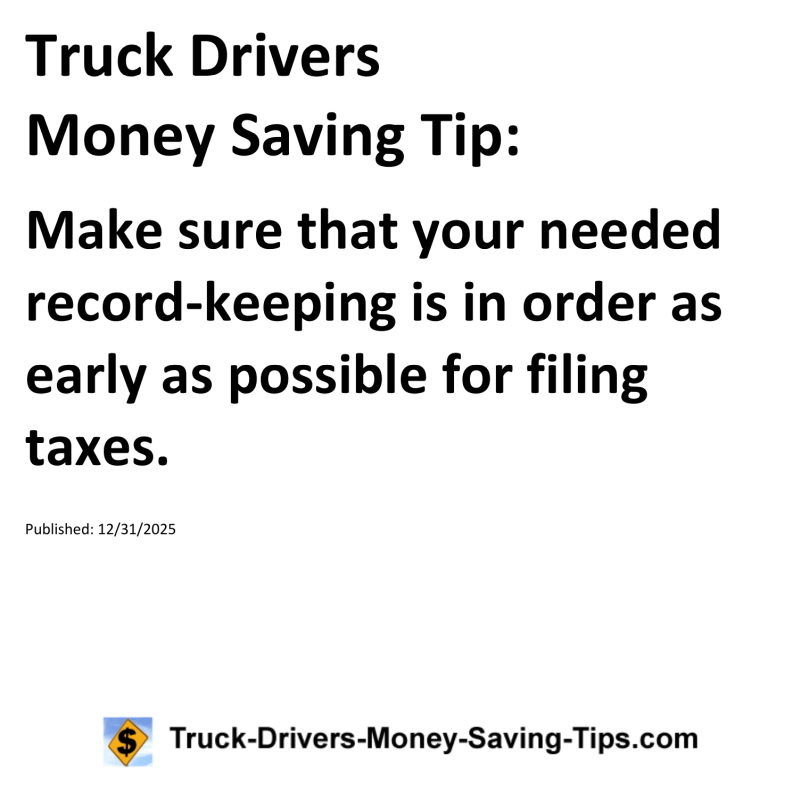 Truck Drivers Money Saving Tip for December 31, 2025