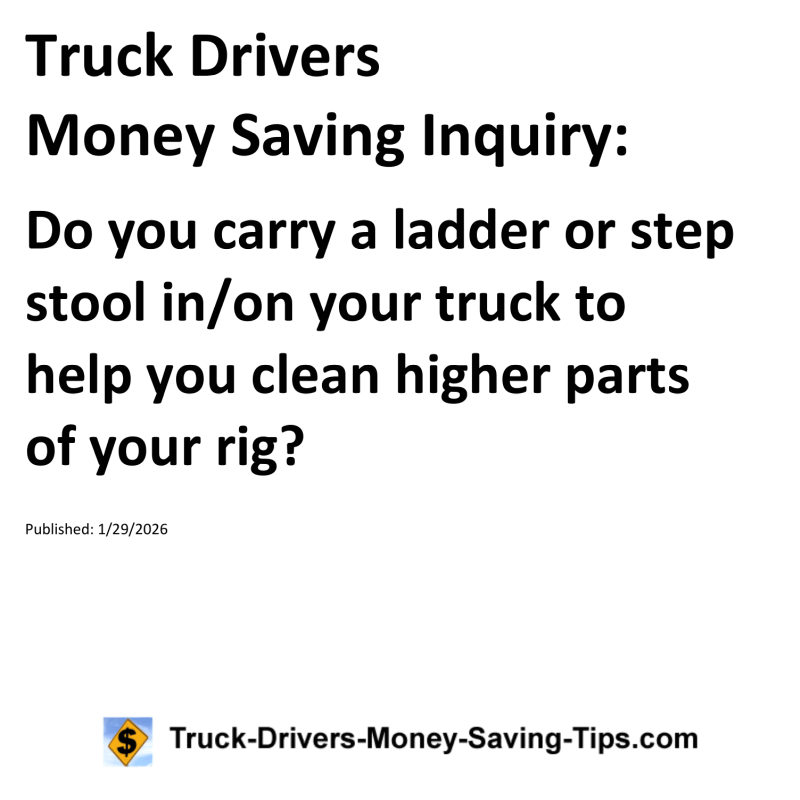 Truck Drivers Money Saving Inquiry for January 29, 2026
