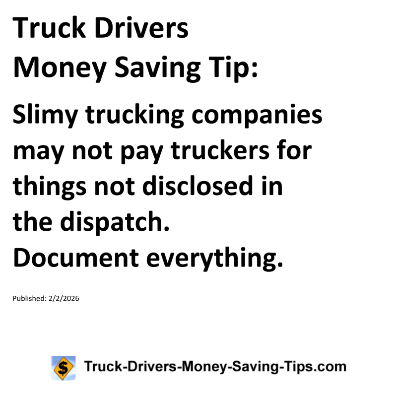 Truck Drivers Money Saving Tip for February 2, 2026