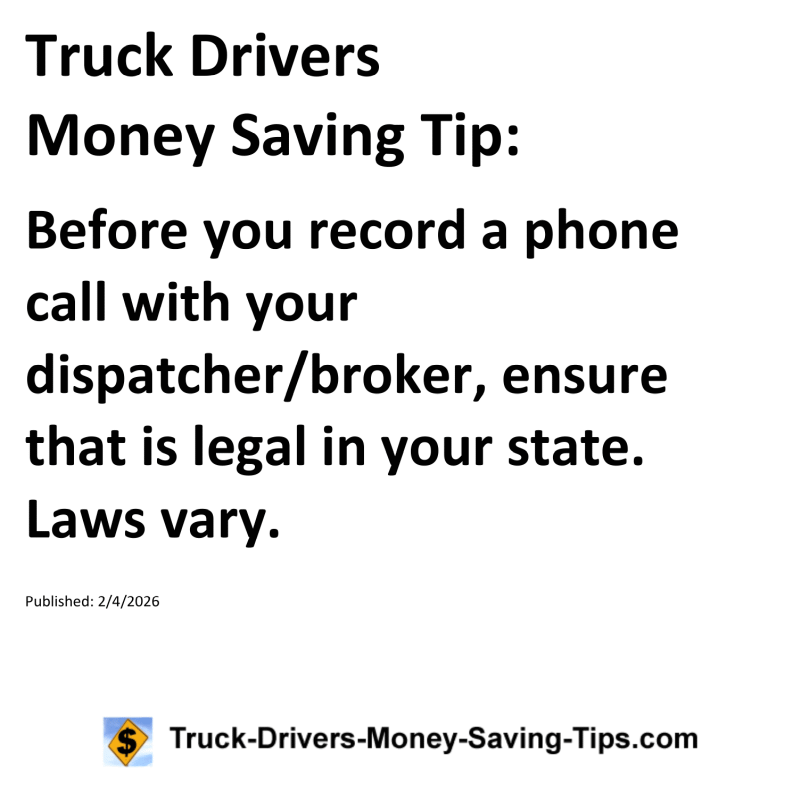 Truck Drivers Money Saving Tip for February 4, 2026