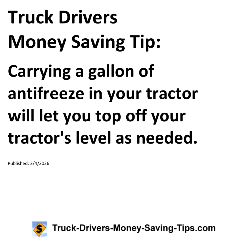 Truck Drivers Money Saving Tip for March 4, 2026