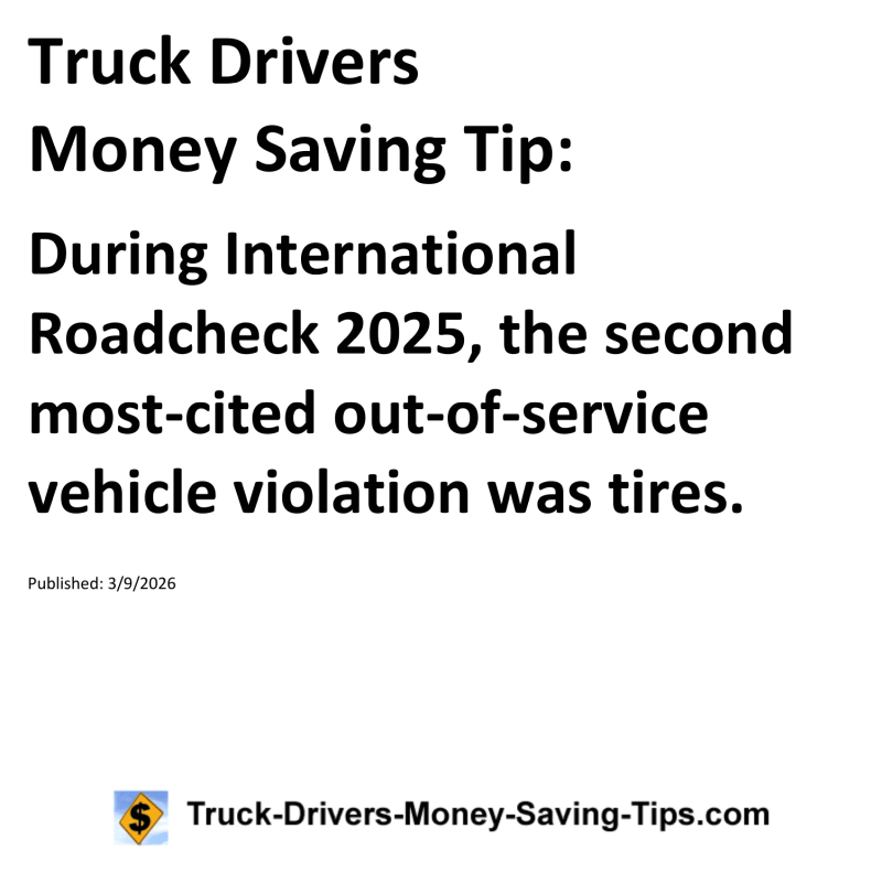 Truck Drivers Money Saving Tip for March 9, 2026