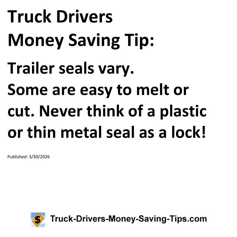 Truck Drivers Money Saving Tip for March 30, 2026