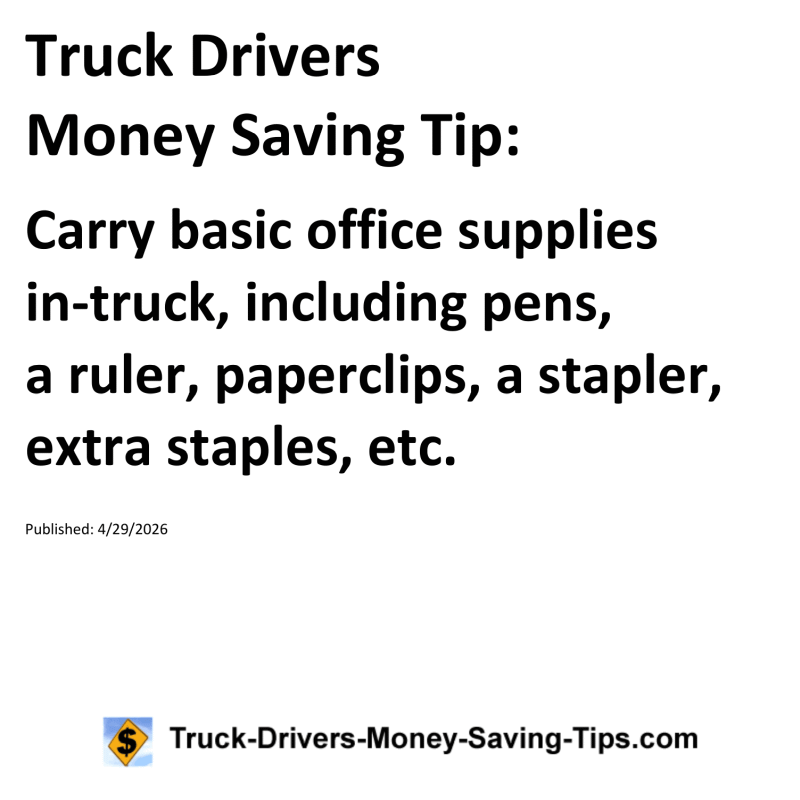 Truck Drivers Money Saving Tip for April 29, 2026