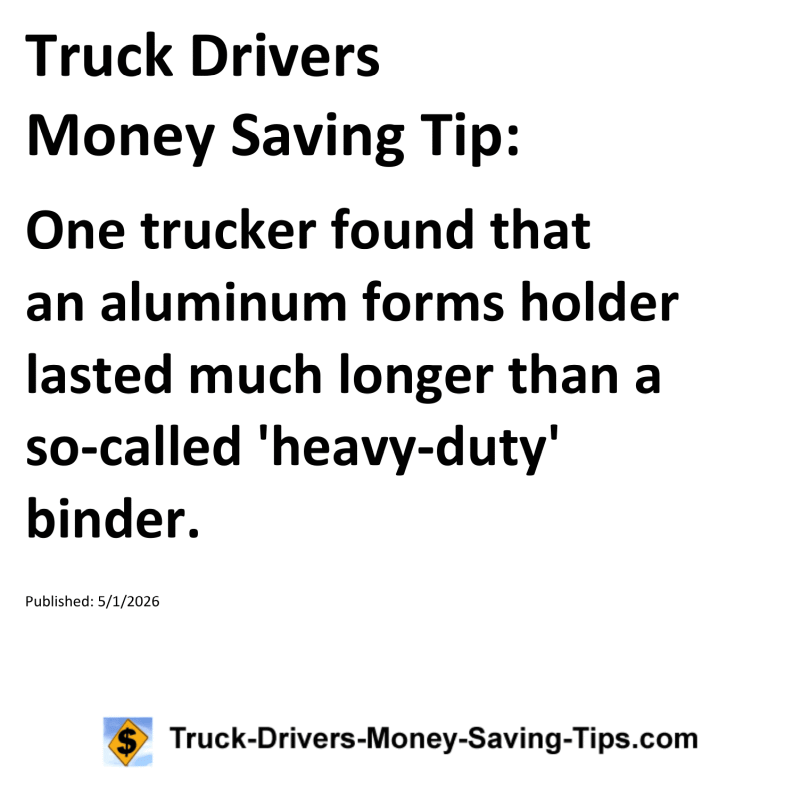 Truck Drivers Money Saving Tip for May 1, 2026