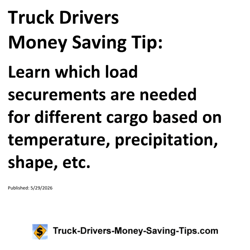 Truck Drivers Money Saving Tip for May 29, 2026