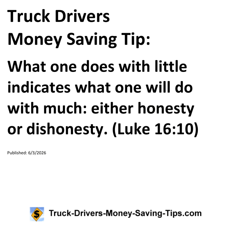 Truck Drivers Money Saving Tip for June 3, 2026