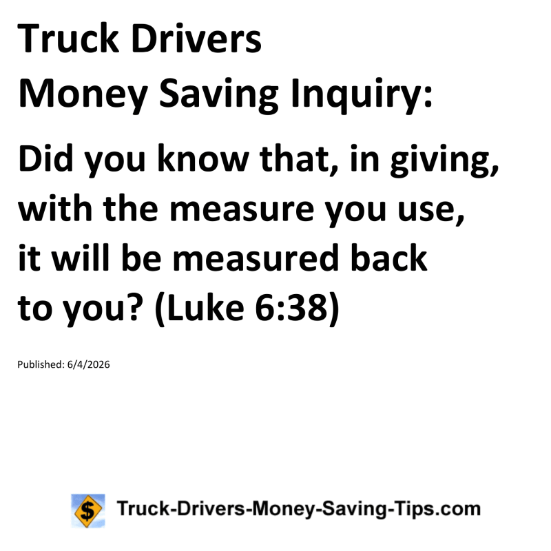 Truck Drivers Money Saving Inquiry for June 4, 2026