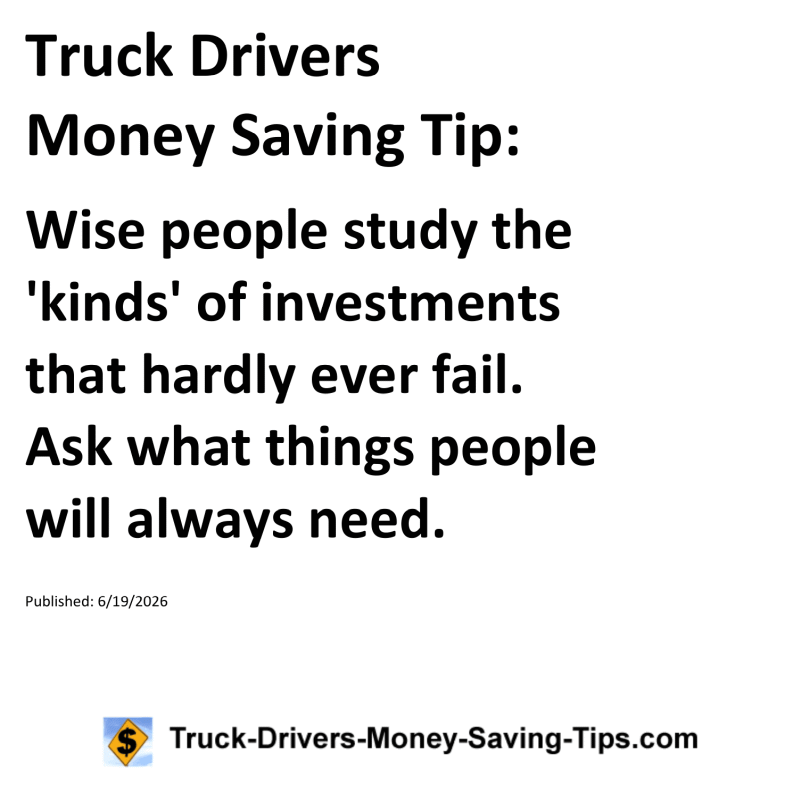 Truck Drivers Money Saving Tip for June 19, 2026
