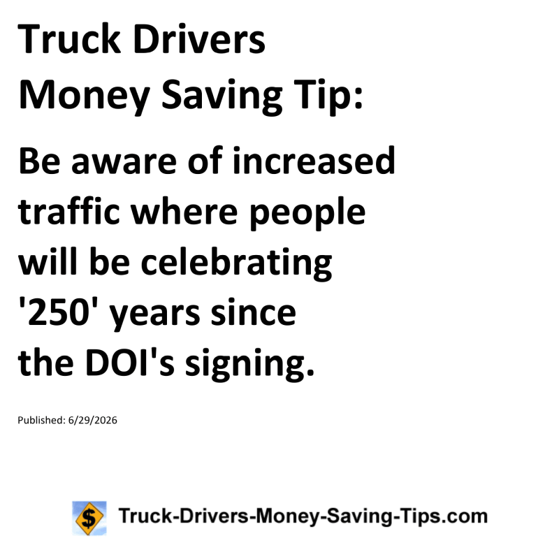 Truck Drivers Money Saving Tip for June 29, 2026
