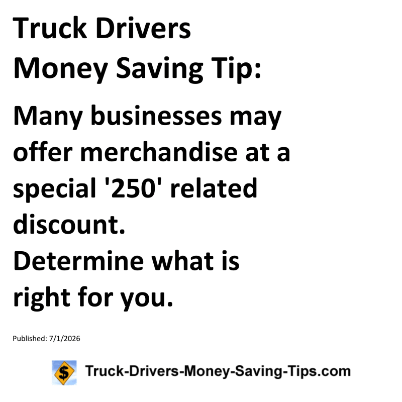 Truck Drivers Money Saving Tip for July 1, 2026