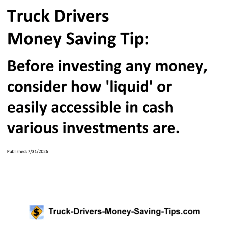 Truck Drivers Money Saving Tip for July 31, 2026