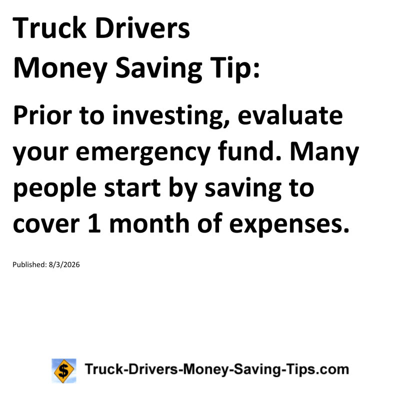 Truck Drivers Money Saving Tip for August 3, 2026