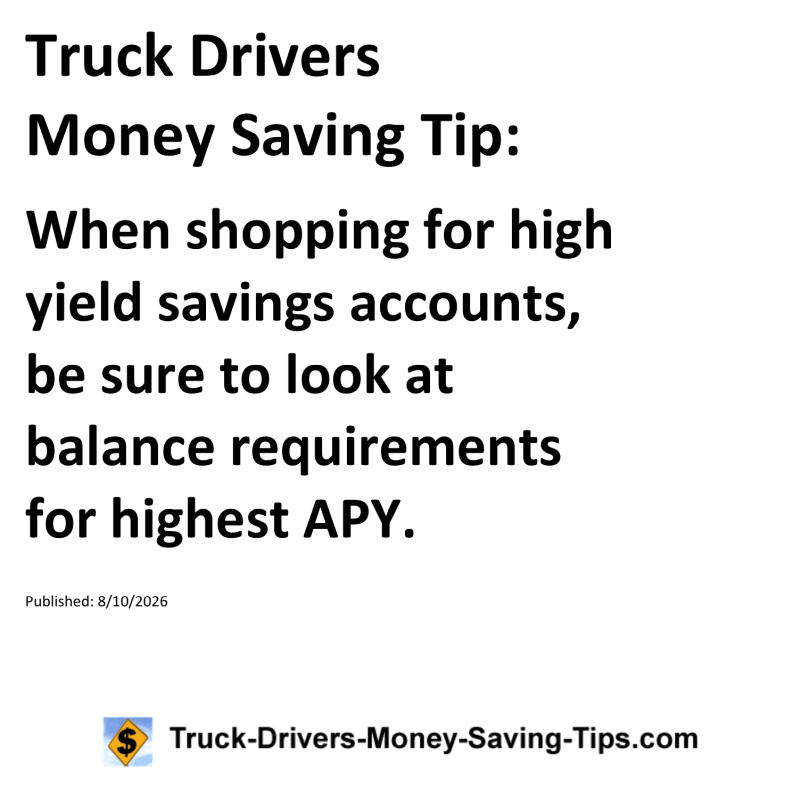 Truck Drivers Money Saving Tip for August 10, 2026