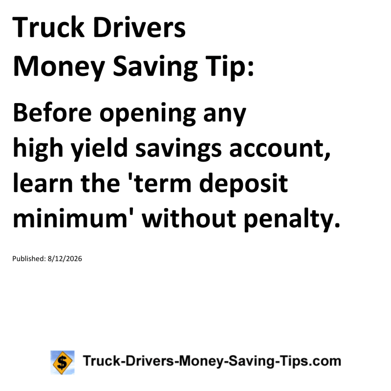 Truck Drivers Money Saving Tip for August 12, 2026