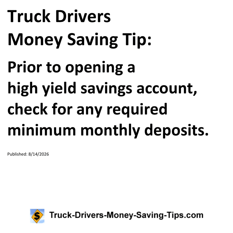 Truck Drivers Money Saving Tip for August 14, 2026