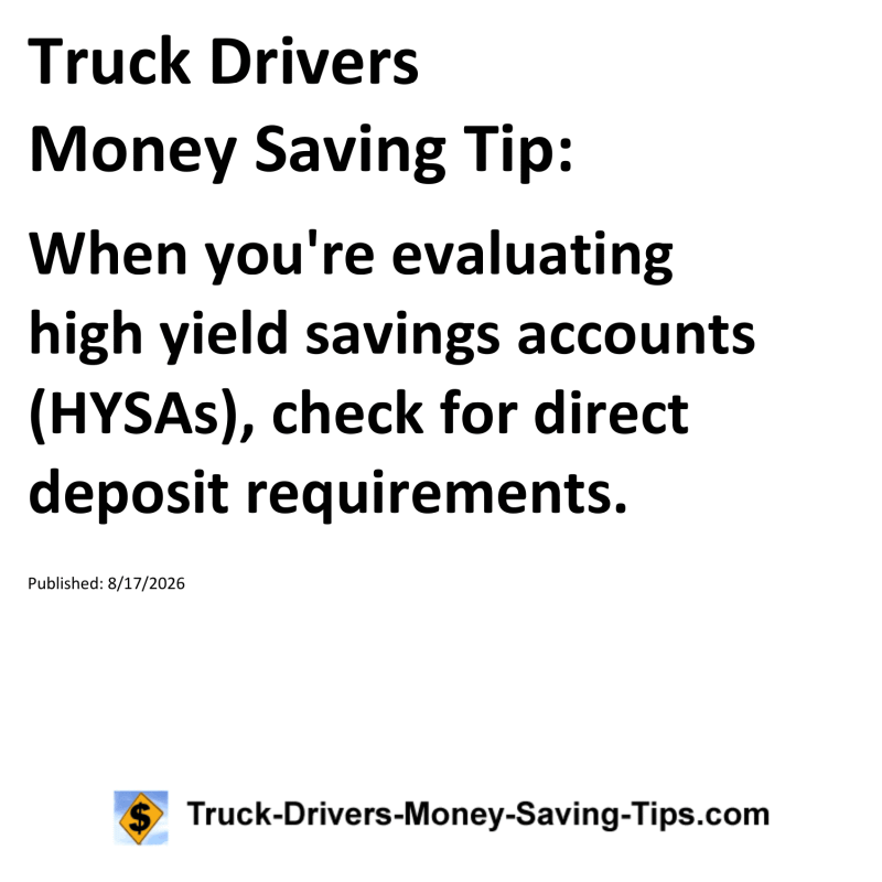 Truck Drivers Money Saving Tip for August 17, 2026