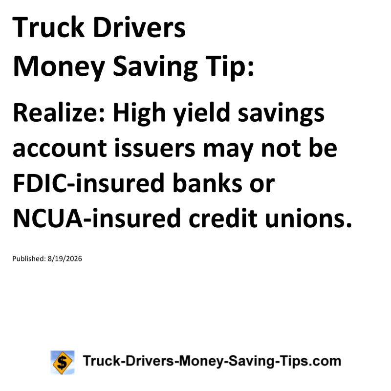 Truck Drivers Money Saving Tip for August 19, 2026