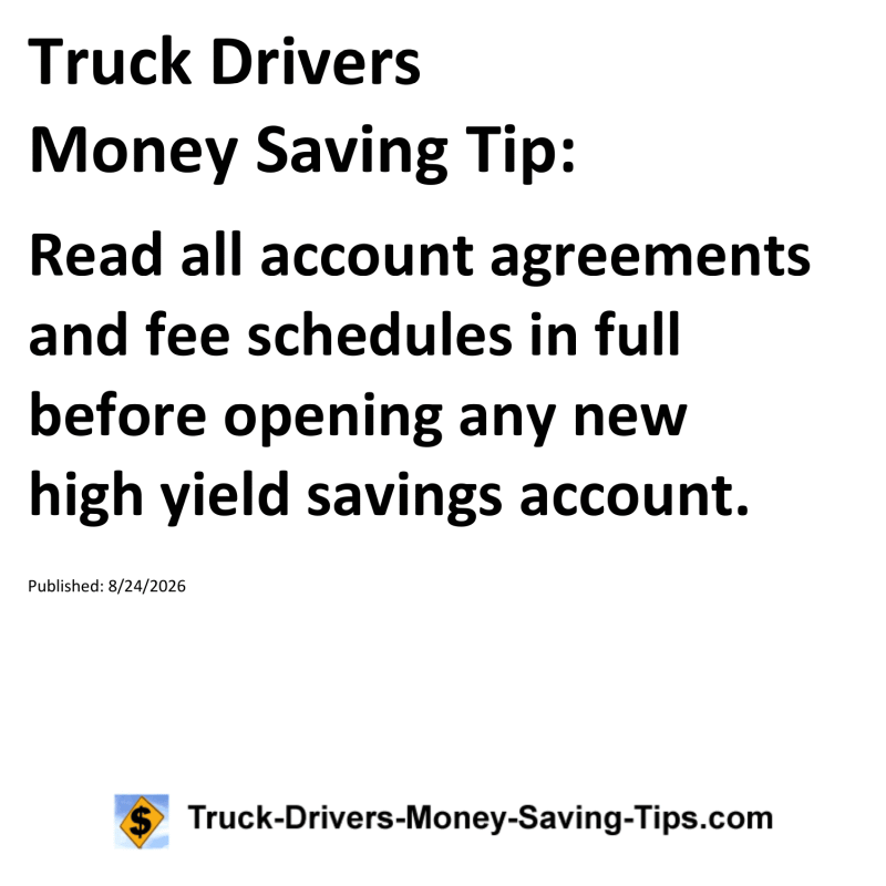 Truck Drivers Money Saving Tip for August 24, 2026