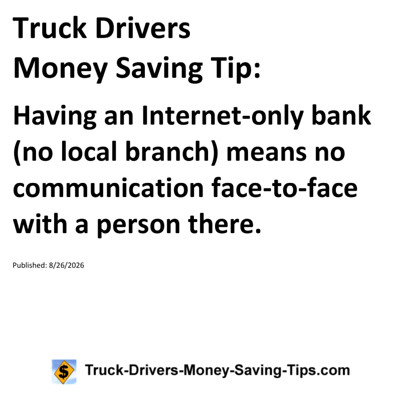 Truck Drivers Money Saving Tip for August 26, 2026