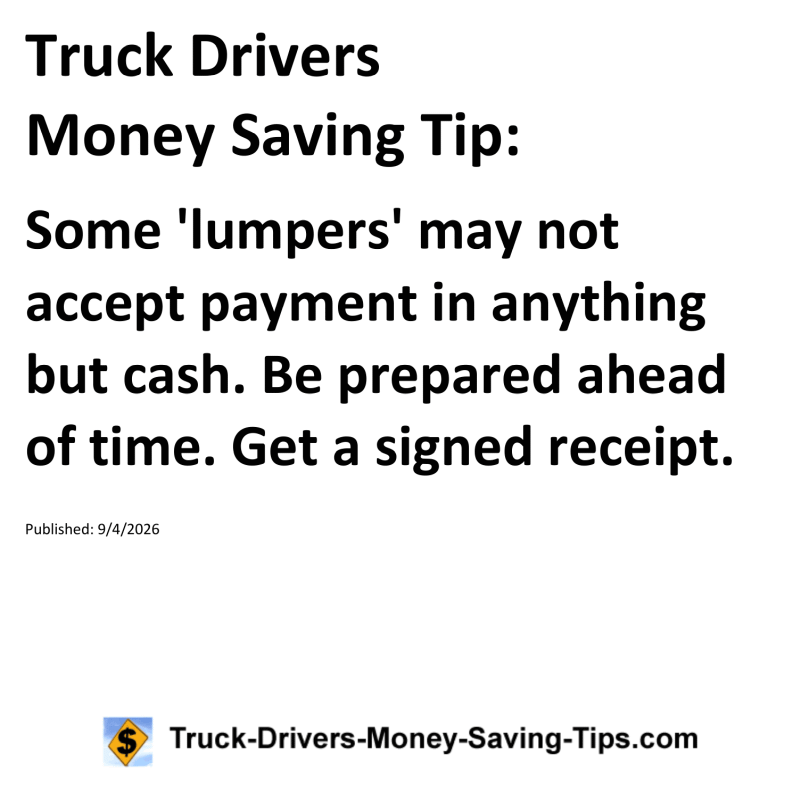 Truck Drivers Money Saving Tip for September 4, 2026