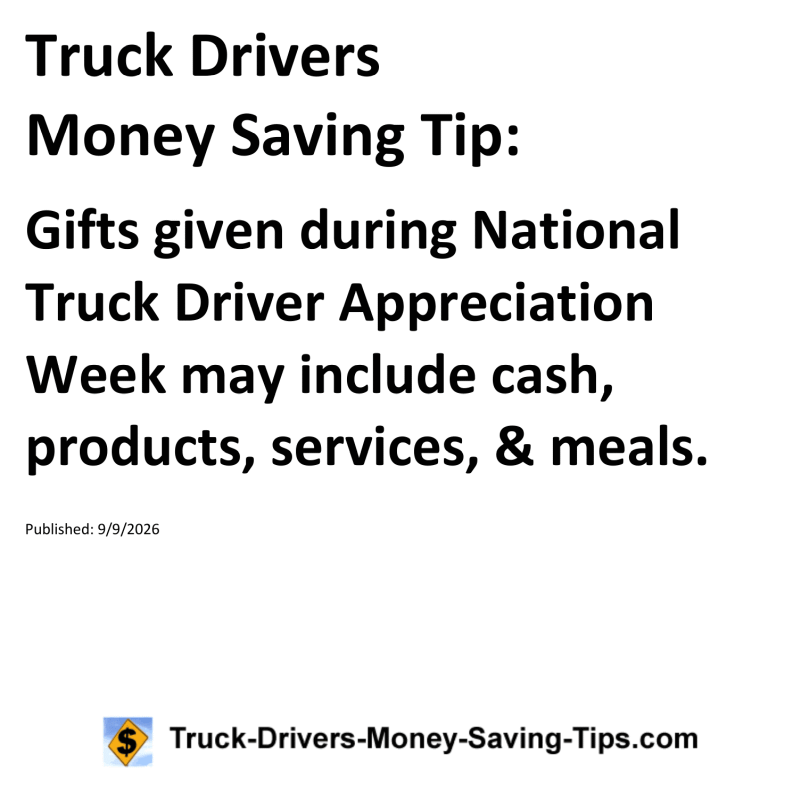 Truck Drivers Money Saving Tip for September 9, 2026