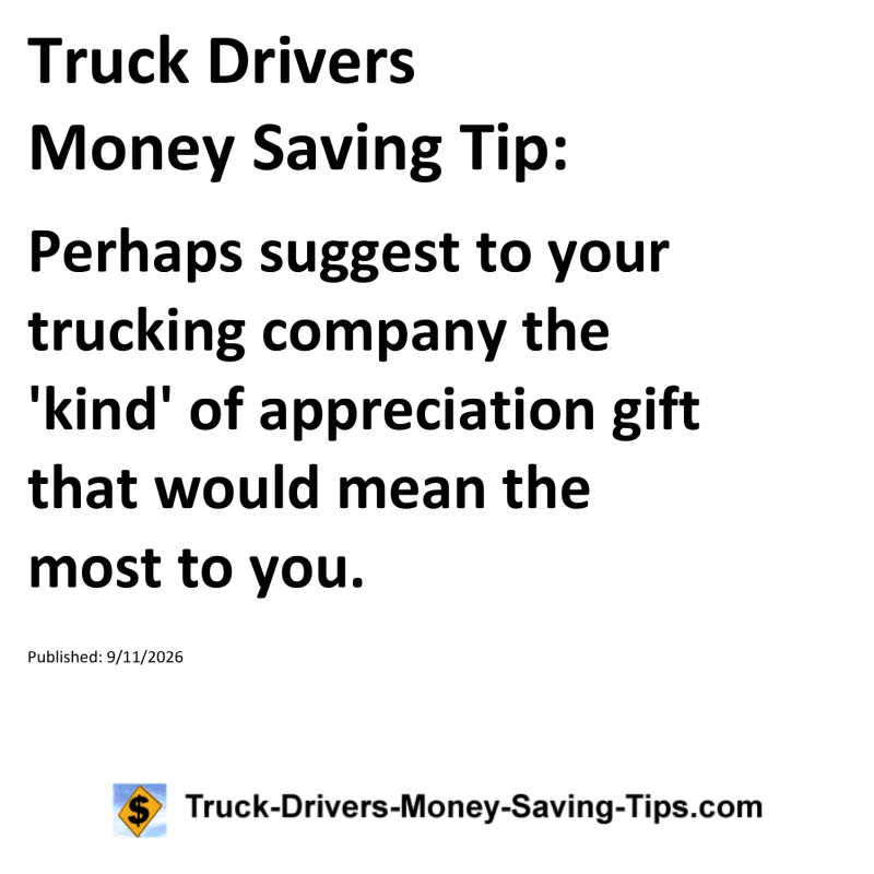 Truck Drivers Money Saving Tip for September 11, 2026