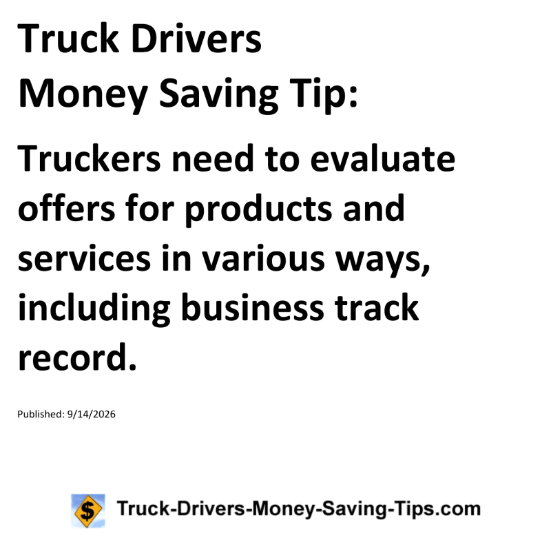 Truck Drivers Money Saving Tip for September 14, 2026