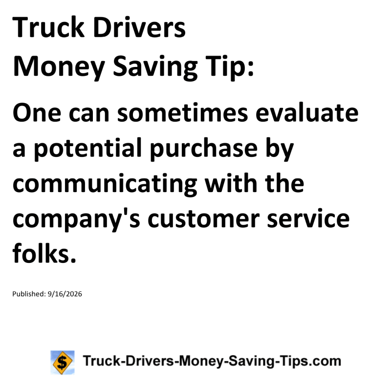 Truck Drivers Money Saving Tip for September 16, 2026