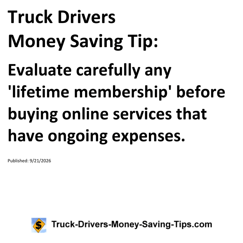 Truck Drivers Money Saving Tip for September 21, 2026