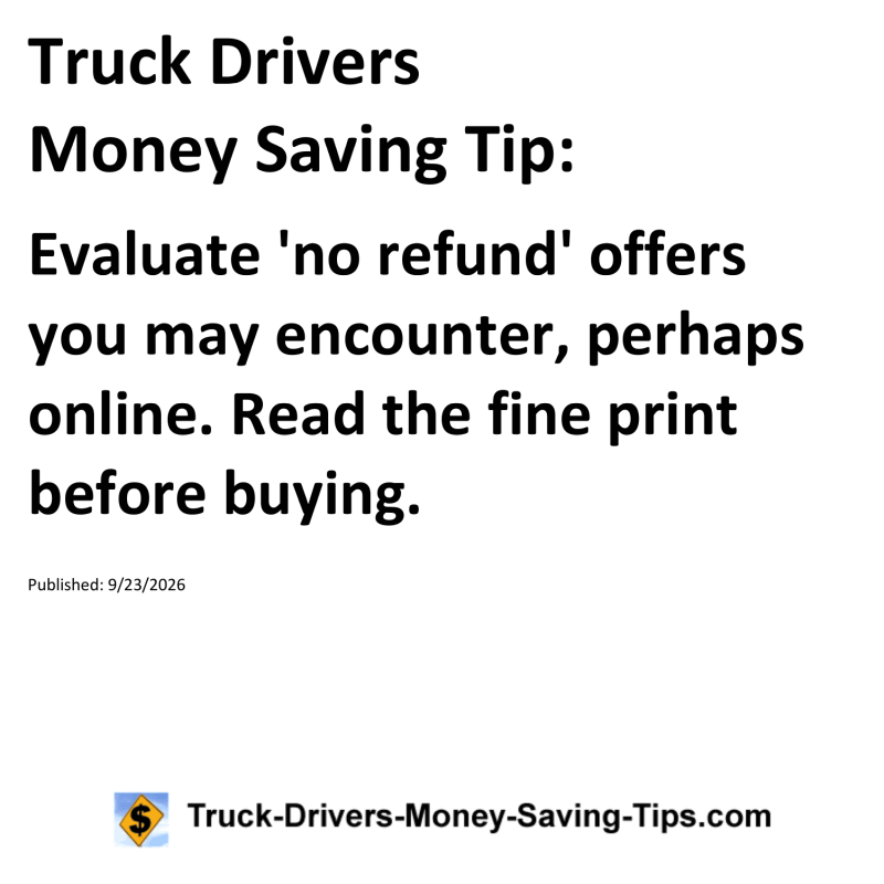 Truck Drivers Money Saving Tip for September 23, 2026