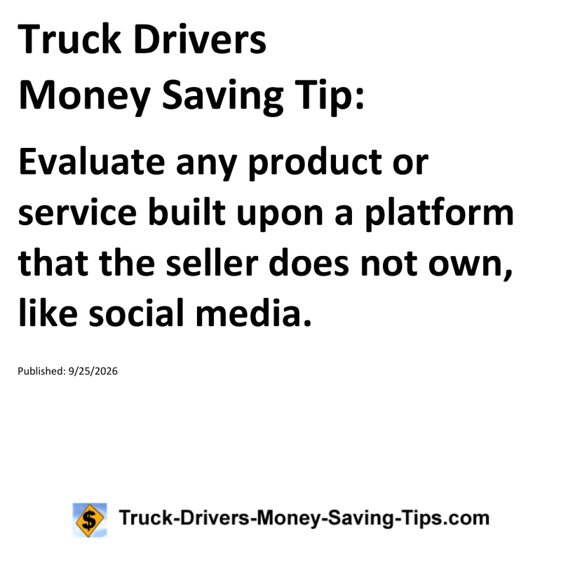 Truck Drivers Money Saving Tip for September 25, 2026