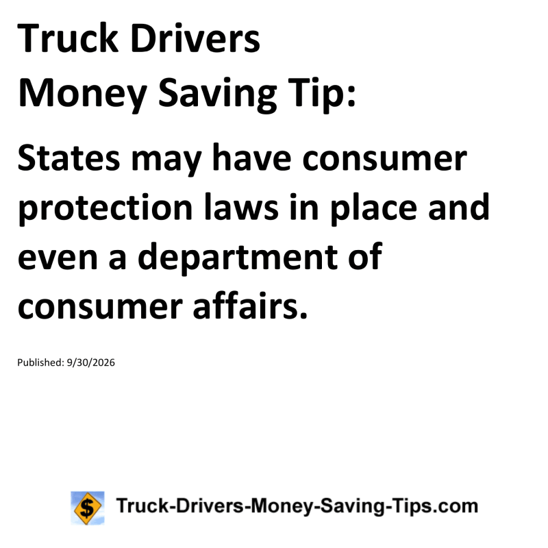 Truck Drivers Money Saving Tip for September 30, 2026