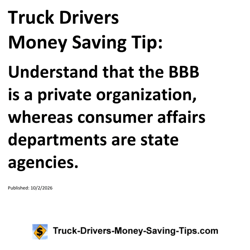 Truck Drivers Money Saving Tip for October 2, 2026