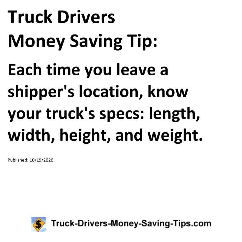 Truck Drivers Money Saving Tip for October 19, 2026
