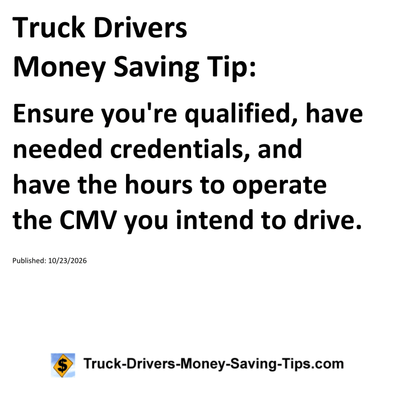 Truck Drivers Money Saving Tip for October 23, 2026