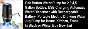 One Button Water Pump for 2,3,4,5 Gallon Bottles, USB Charging Automatic Water Dispenser with Rechargeable Battery, Portable Electric Drinking Water Jug Pump for Home, Kitchen, Truck. In Black or White. Buy Now #ad 